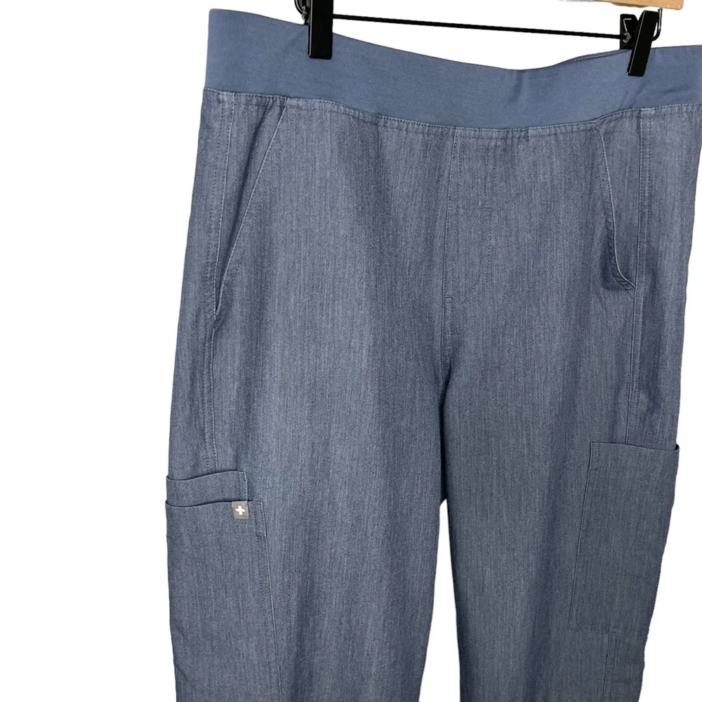 Figs Axim Cargo Scrub Pants Heather Blue Size Medium Style T2001 Medical